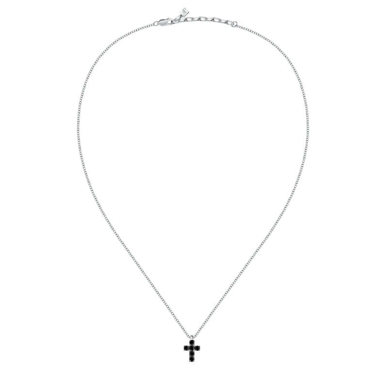 Колие Morellato Tennis. Мъжко колие изработено от сребро 925 с родиево покритие и инкрустирани черни Циркони. Дължина 45 см + 5 см.