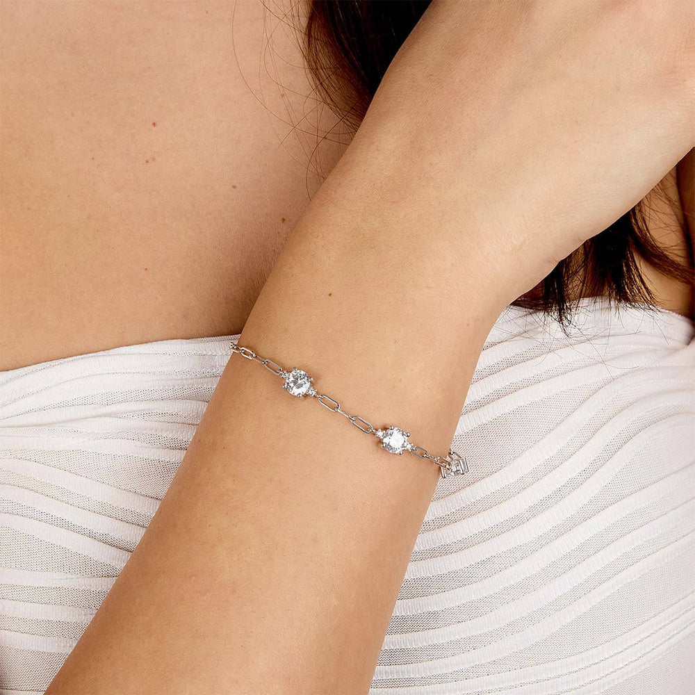 Нежна дамска гривна, изработена от сребро 925 с родиево покритие и инкрустирани Циркони - Morellato Tesori SAIW297