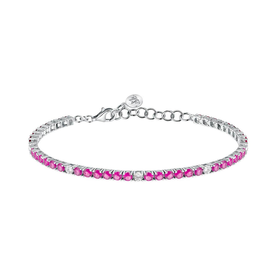 Нежна тенис гривна Morellato Tesori, изработена от сребро 925 с инкрустирани розови циркони - SAIW258