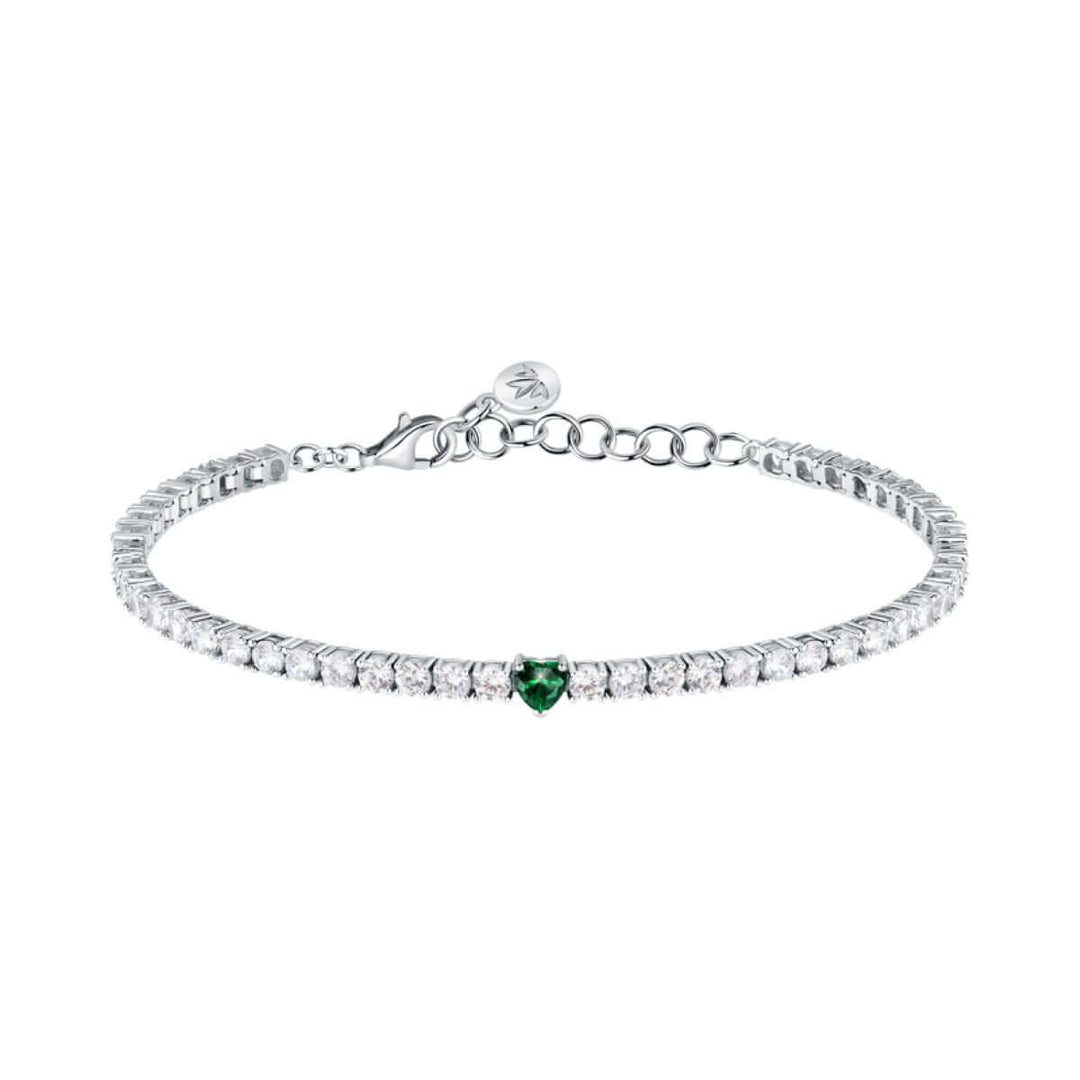 Гривна Morellato Tesori. Дамска тенис гривна, изработена от сребро 925 с родиево покритие и инкрустирани Цирконий. Размер 16 см + 3 см.