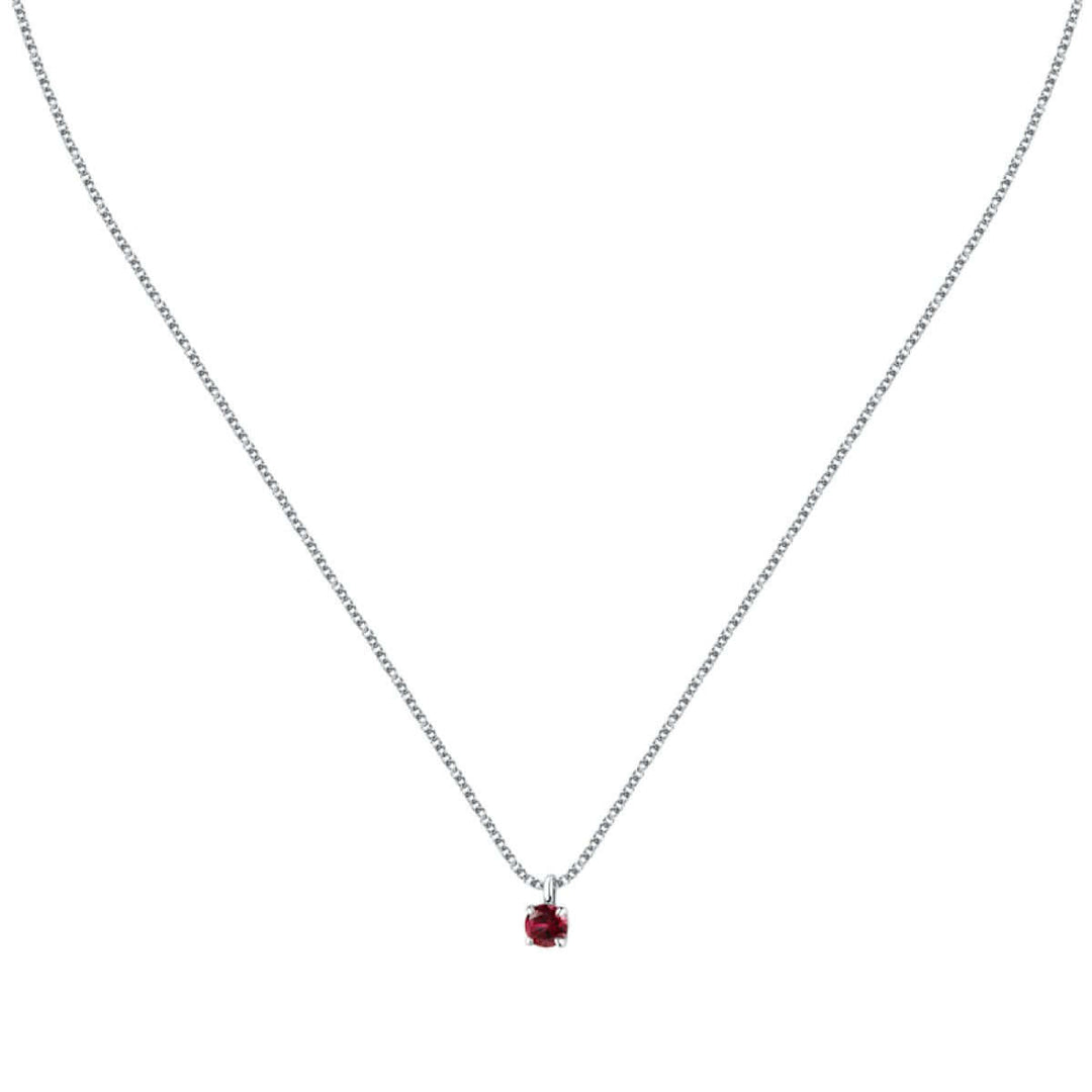 Колие Morellato Tesori. Дамско колие изработено от сребро 925 с родиево покритие и инкрустиран червен Циркон. Дължина на синджира 40 см + 5 см. SAIW190