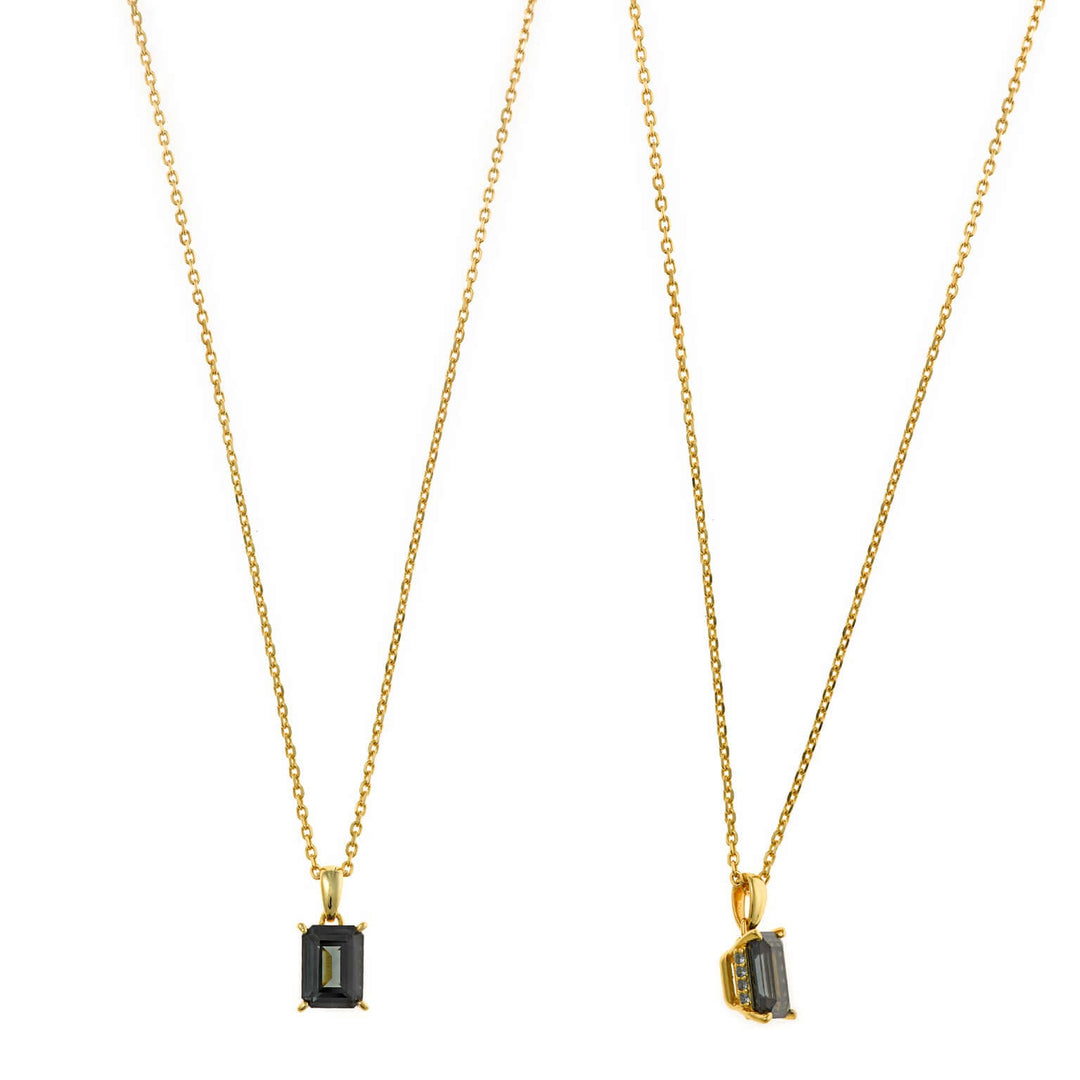 Дамско колие Salvatore Plata Vibrant от сребро 925 със златно покритие и тъмно зелен турмалин – изглед отпред.