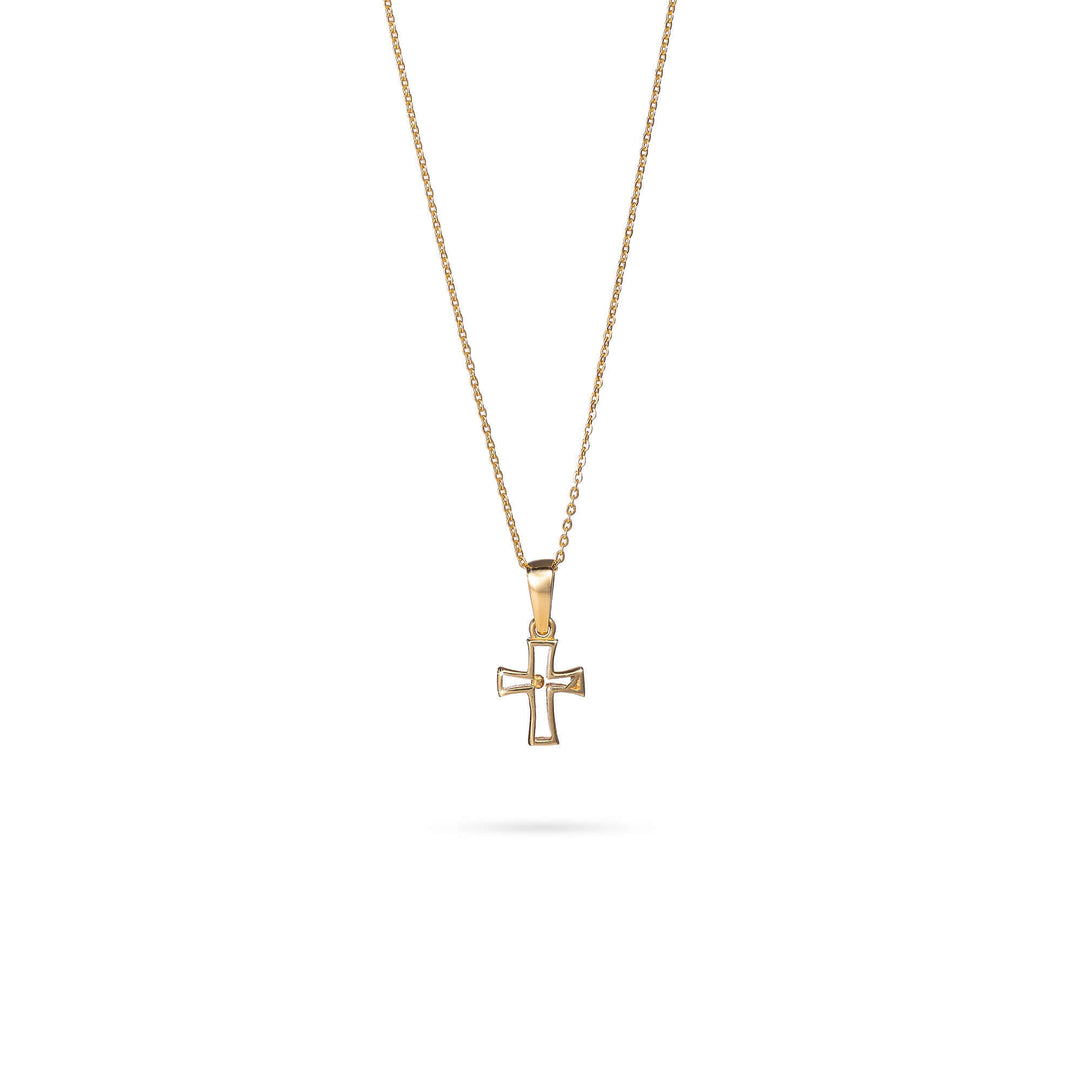 Златна колие с висулка кръстче 9мм.