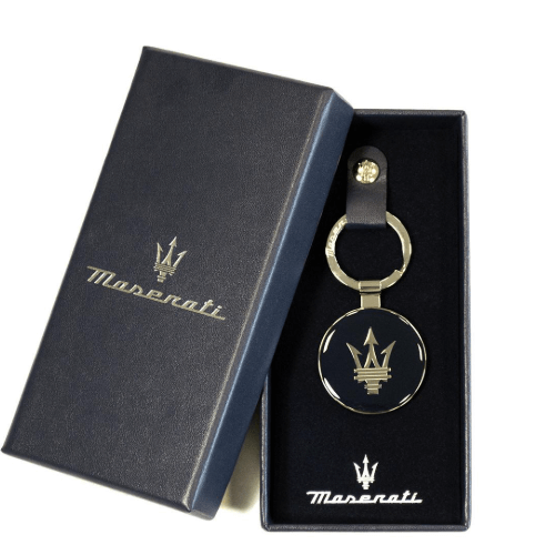 Мъжки ключодаржател Maserati от стомана и син емайл. KMU1240101