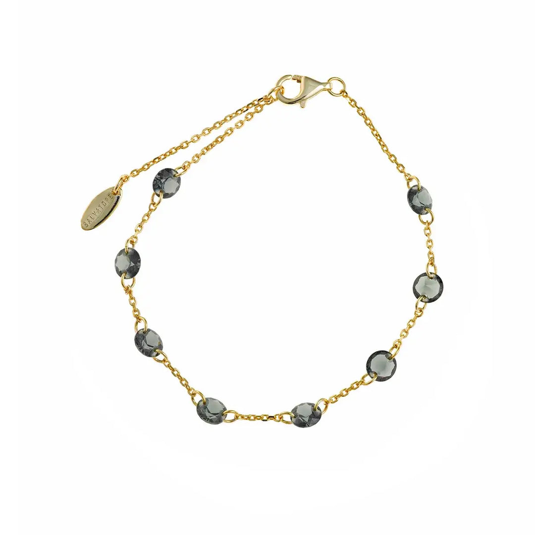 Позлатена сребърна гривна със зелени циркони тип турмалин – Salvatore 136P0236