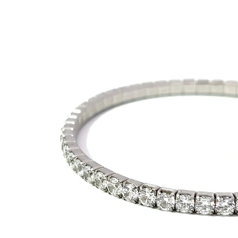 Еластична тенис гривна от сребро Senso Silver с кристали, без закопчаване.