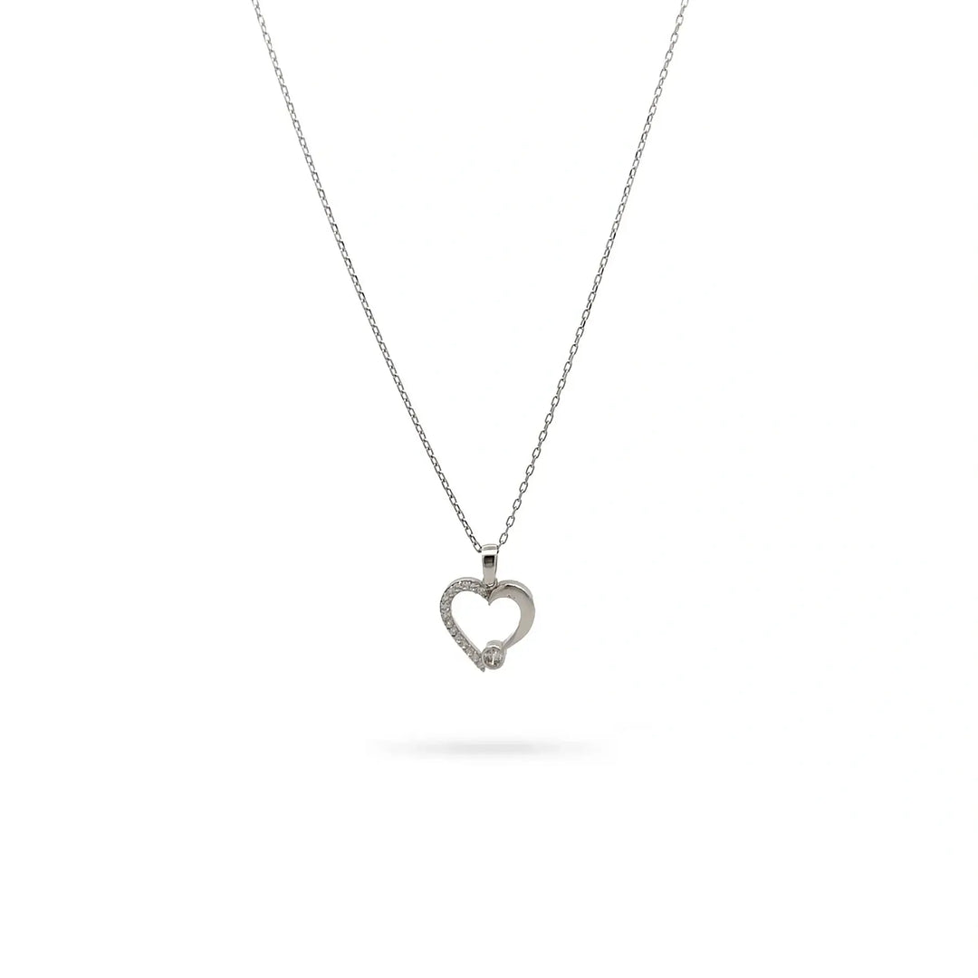 Дамско сребърно колие Senso Silver с висулка сърце и цирконии.