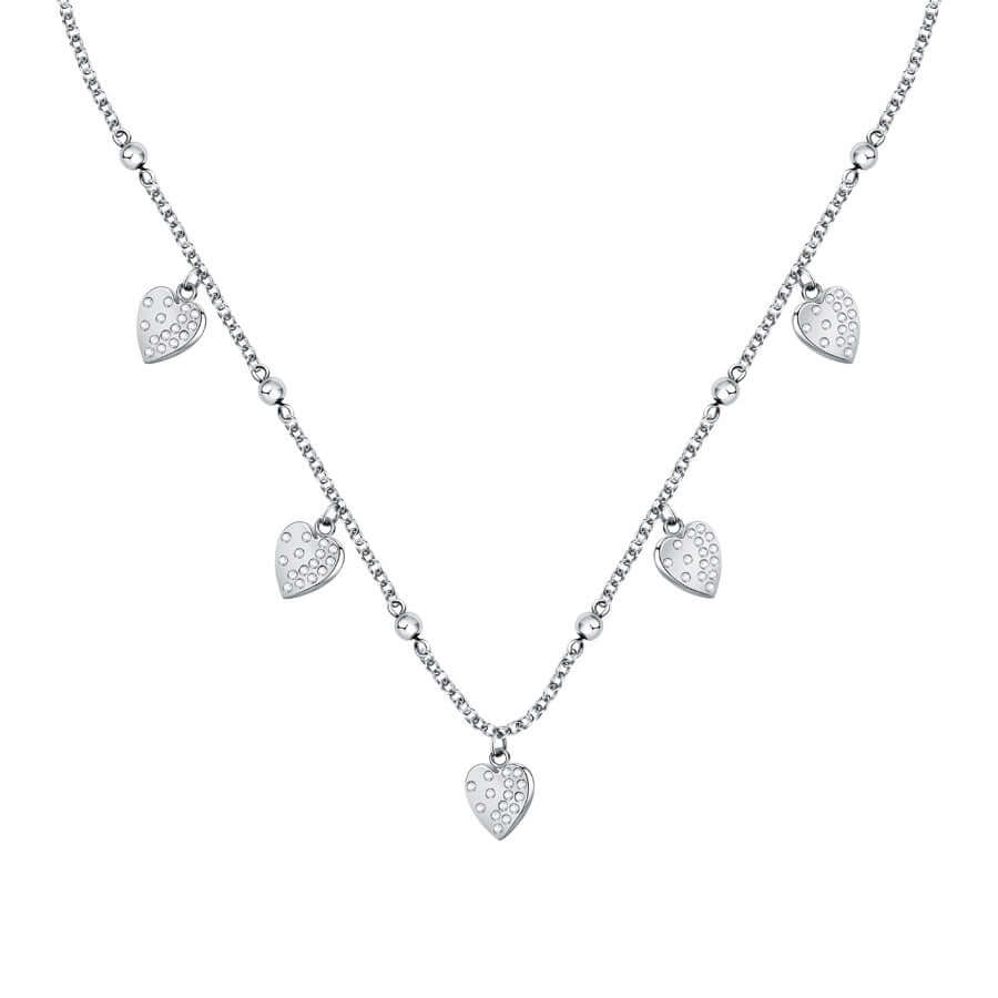 Колие Morellato. Дамско колие изработено от стомана и инкрустирани Цирконии. Дължина 38 см + 7 см.