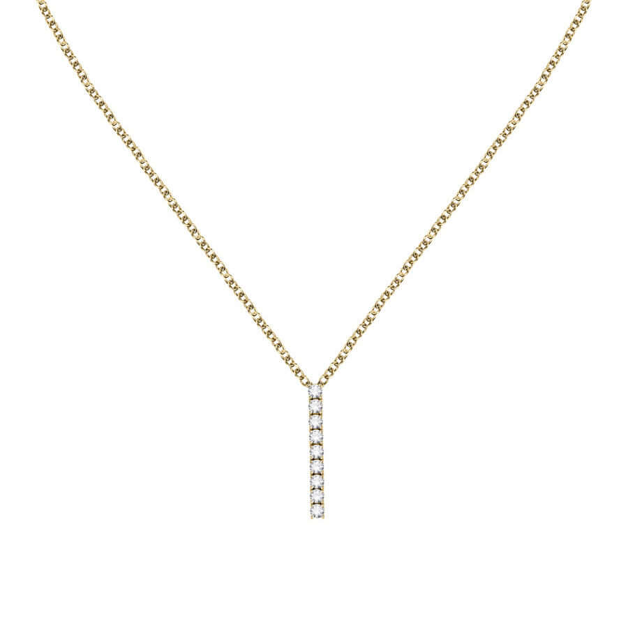 Колие Morellato. Дамско колие изработено от стомана със сребърно покритие и инкрустирани Циркони. Дължина 38 см + 7 см.