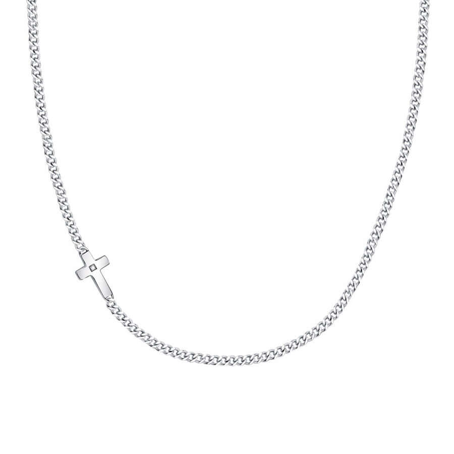 Колие Morellato Cross. Мъжко колие изработено от стомана и инкрустиран Цирконий. Дължина 50 см + 5 см.