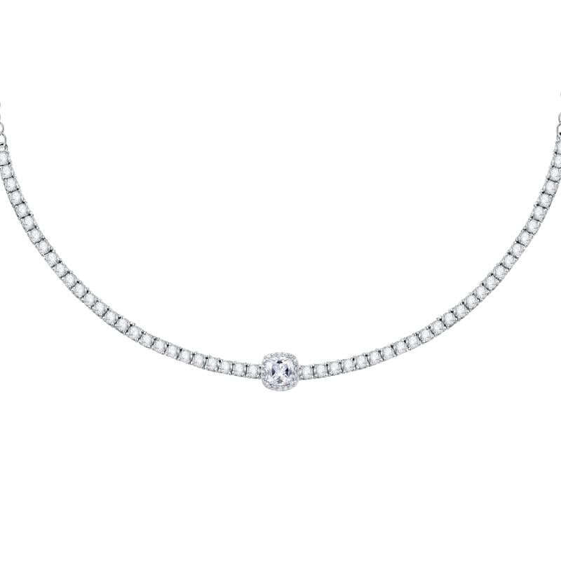 Колие Morellato Tesori. Дамско колие изработено от сребро 925 с родиево покритие и инкрустирани Циркони. Дължина 38 см + 4 см.