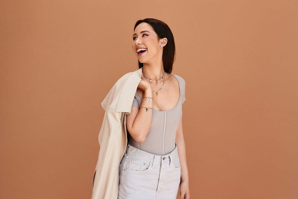 Колие Morellato. Дамско колие изработено от стомана и инкрустирани Цирконии. Дължина 38 см + 7 см.