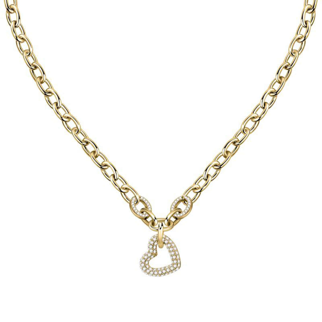 Колие Morellato Incontri. Дамско колие изработено от стомана със златно PVD покритие и инкрустирани Циркони. Дължина на синджира 40 см + 5 см.