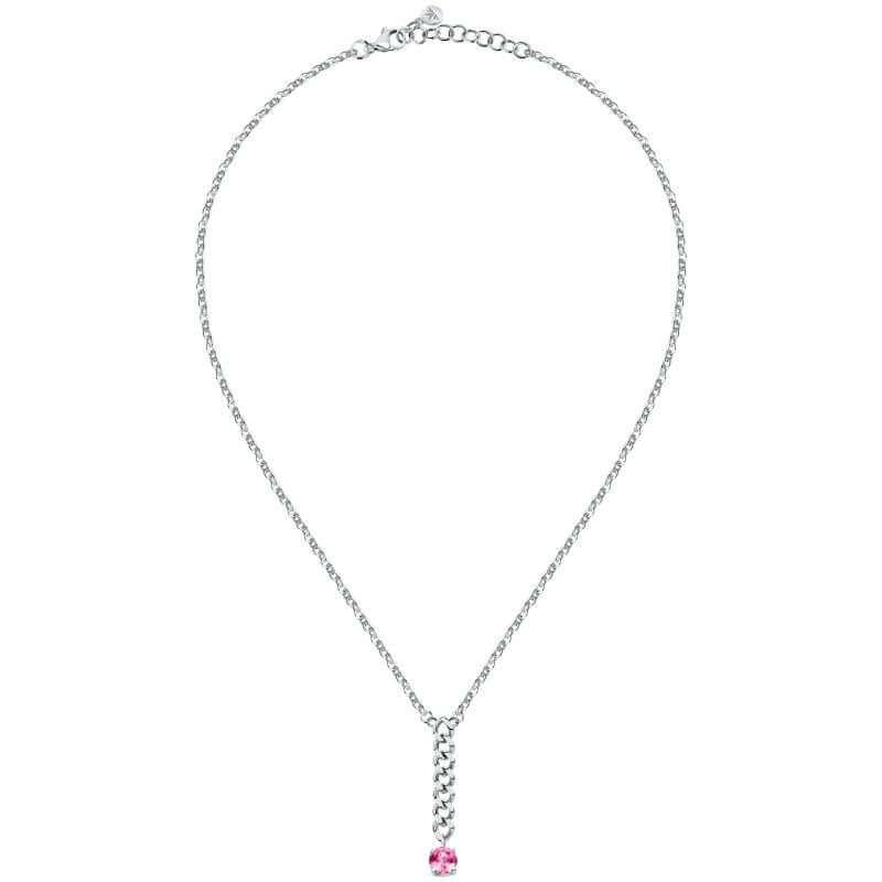 Колие Morellato Poetica. Дамско колие изработено от стомана с инкрустиран розов Циркон. Дължина 38 см + 4 см.