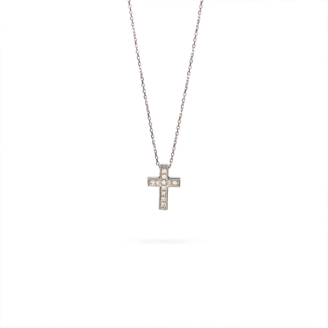 Дамско колие Senso Diamonds My first diamond бяло злато 14k кръст с диаманти 0.11 ct