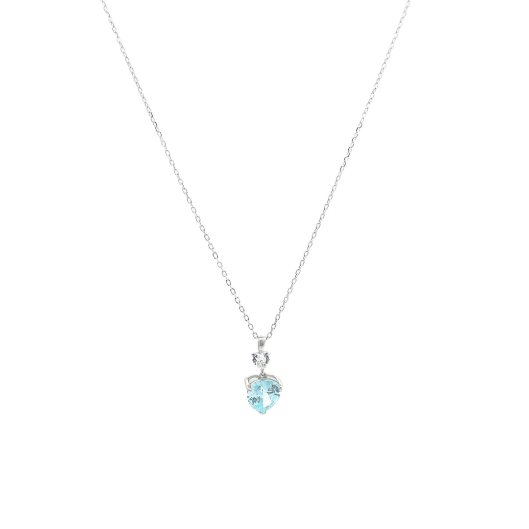 Елегантно сребърно колие със син цирконий във формата на сърце rn1261-2