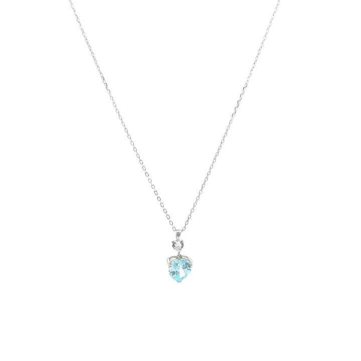 Елегантно сребърно колие със син цирконий във формата на сърце rn1261-2