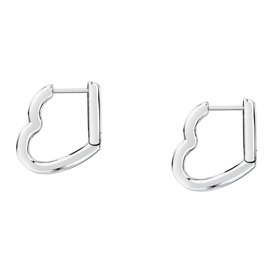 Стоманени крийол обеци със щракващо закопчаване, детайл на механизма, сребристи.