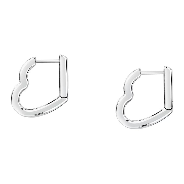 Стоманени крийол обеци със щракващо закопчаване, детайл на механизма, сребристи.