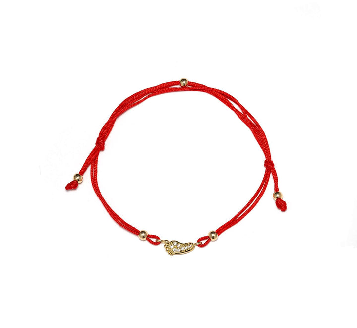 Gold bracelet with red thread - Senso Gold Baby Step