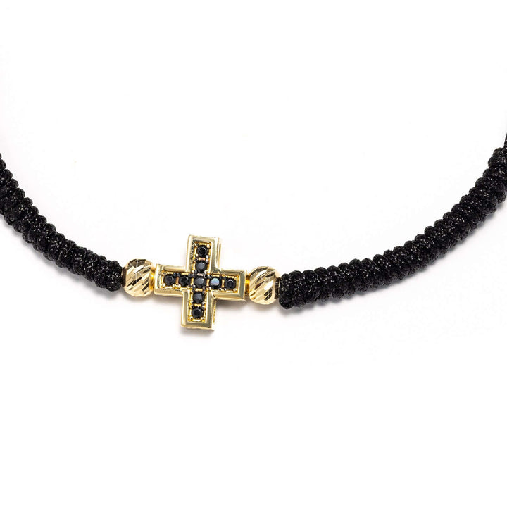 Гривна Senso Gold Cross with Black Stones