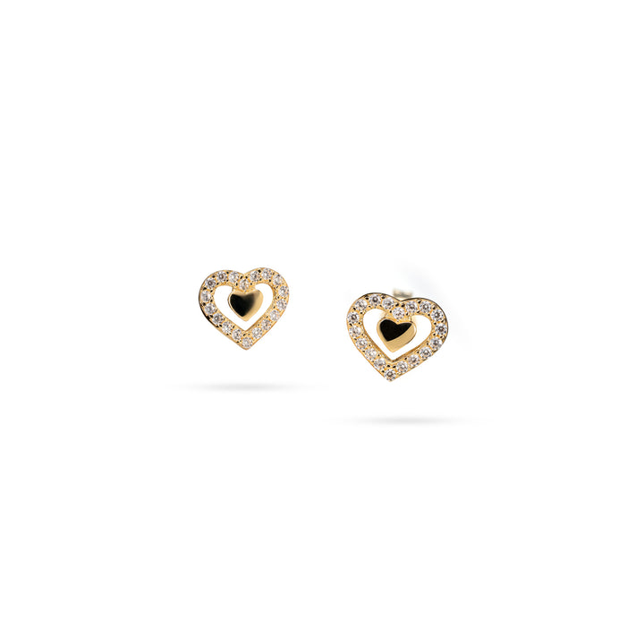 Women's gold stud earrings with zircons | Senso Gold Shine