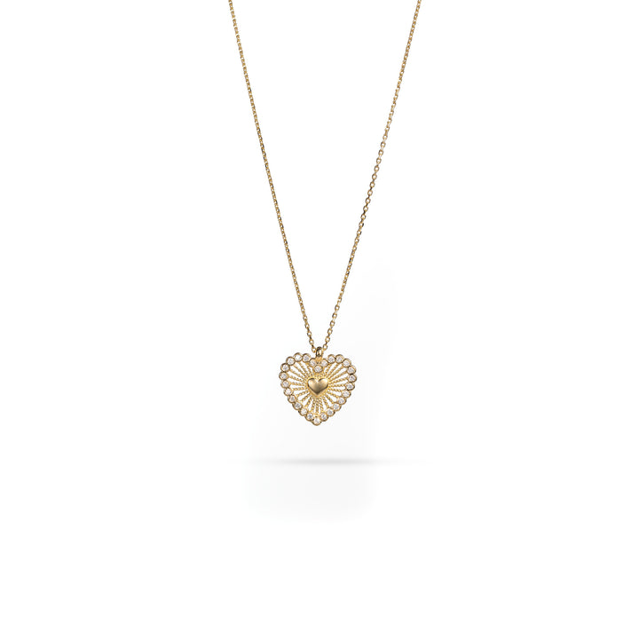 Necklace Senso Gold Heart with Crystals