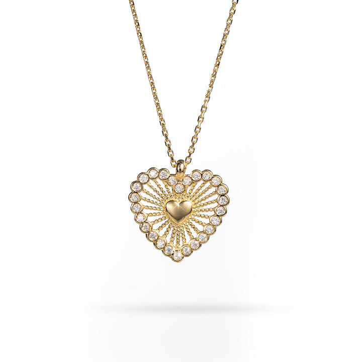 Necklace Senso Gold Heart with Crystals