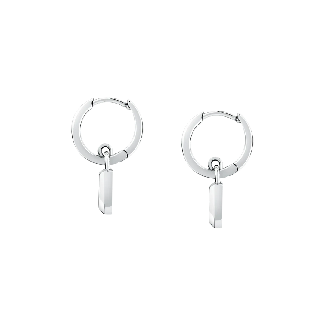 Сребристи дамски обеци халки със сърце катинар