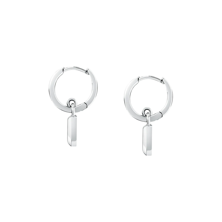 Сребристи дамски обеци халки със сърце катинар