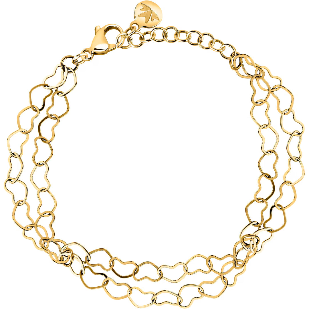 Гривна от стомана със златно PVD покритие, сърца, Morellato, cutout