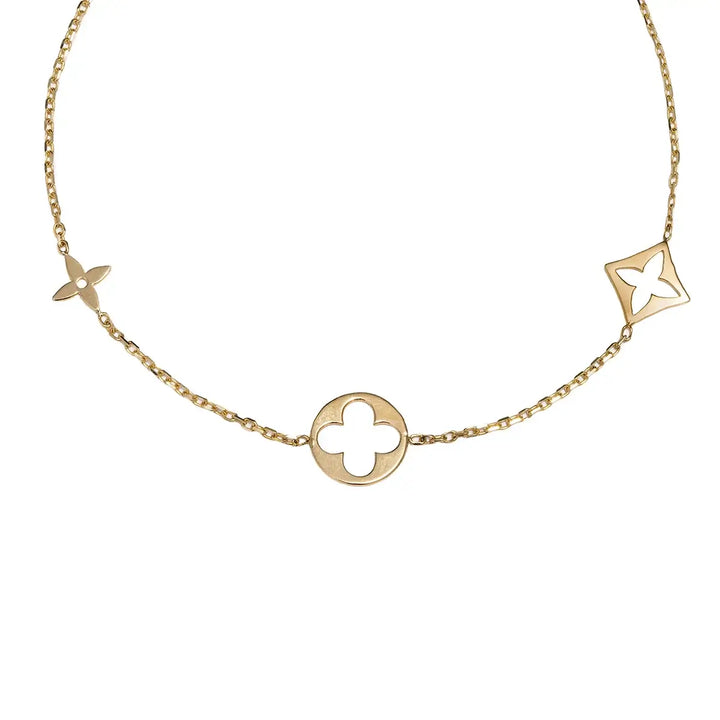 Елегантна златна гривна с флорални мотиви от 14-каратово злато