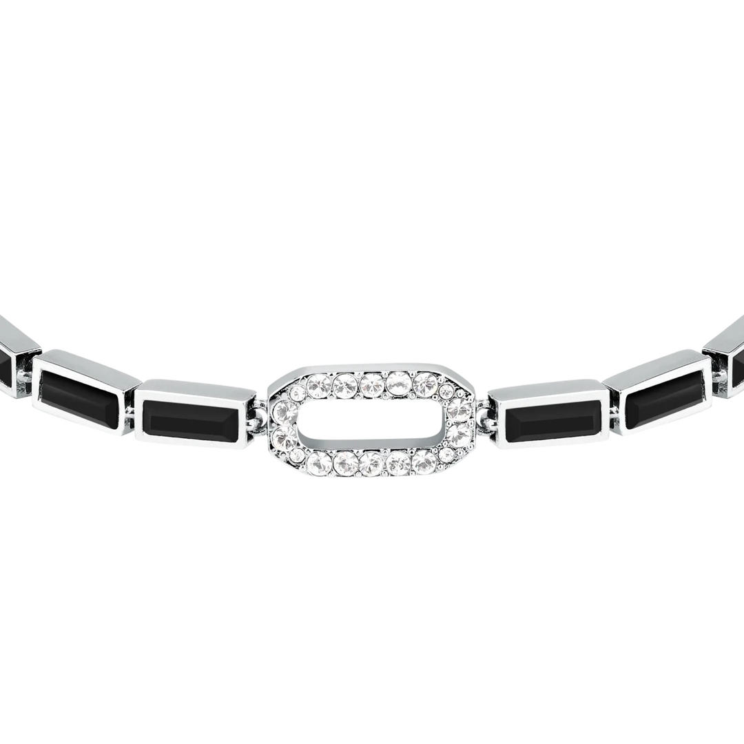 Дамска гривна Karl Lagerfeld Crystals, детайлен изглед на овалния централен елемент с паве от бели кристали – модел KLAYC18