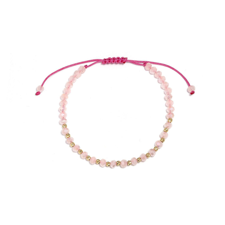 Дамска гривна с розов конец и златни елементи от злато 14к. Senso Gold