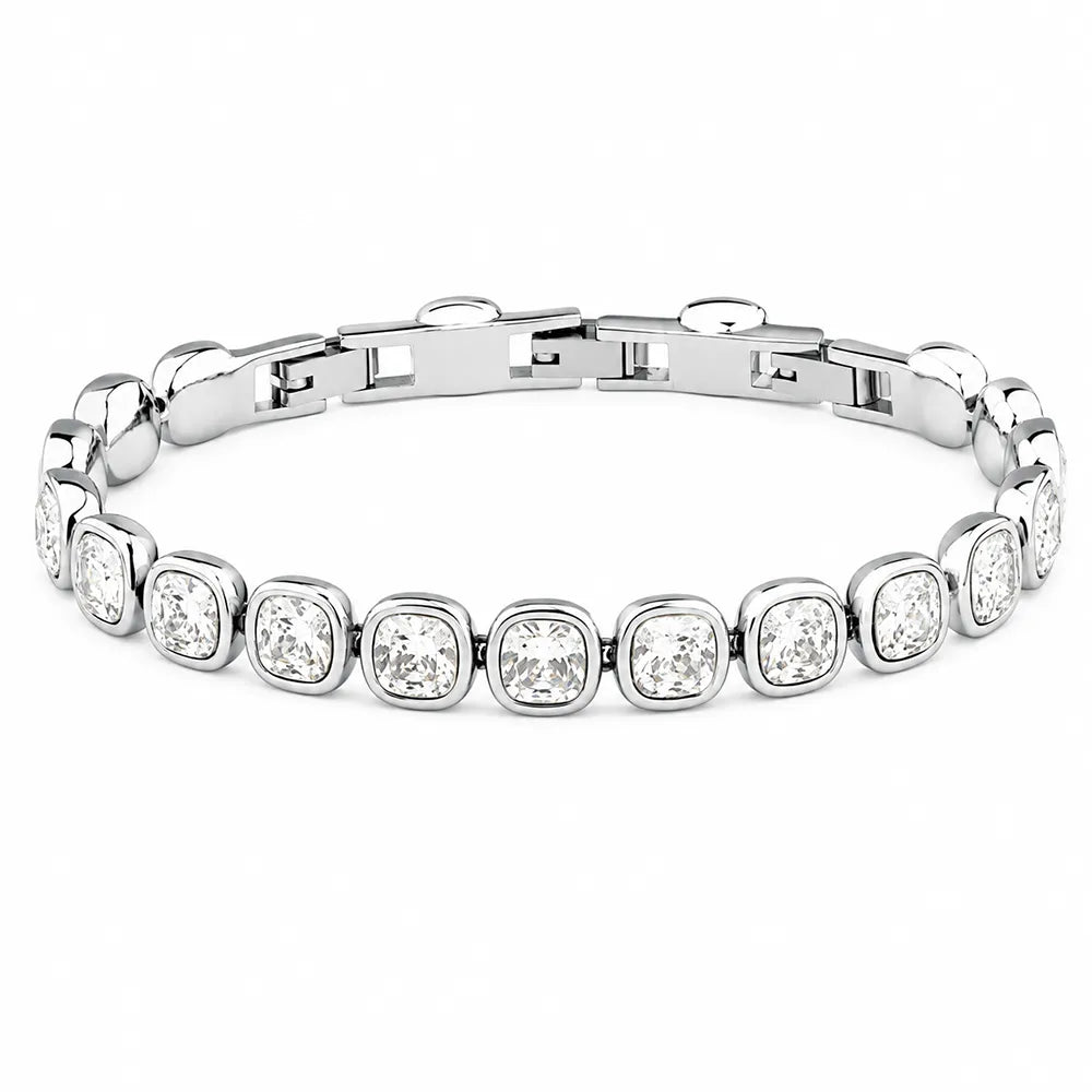 Дамска гривна Morellato Cristalli от неръждаема стомана с големи бели кръгли циркони тип тенис