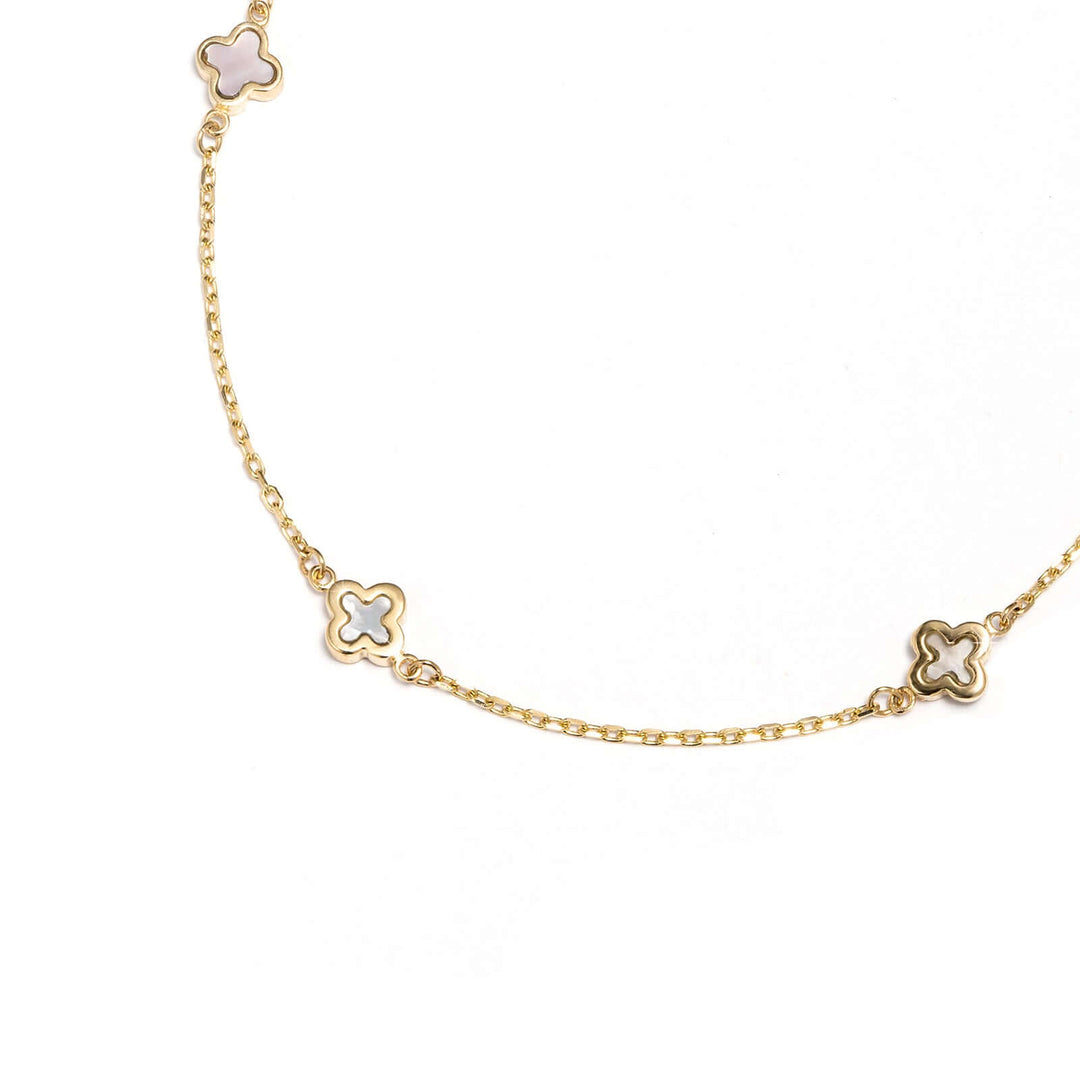 Дамска златна гривна с четири детелини от седеф. Senso Gold