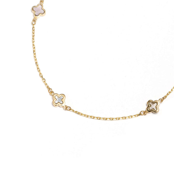 Дамска златна гривна с четири детелини от седеф. Senso Gold