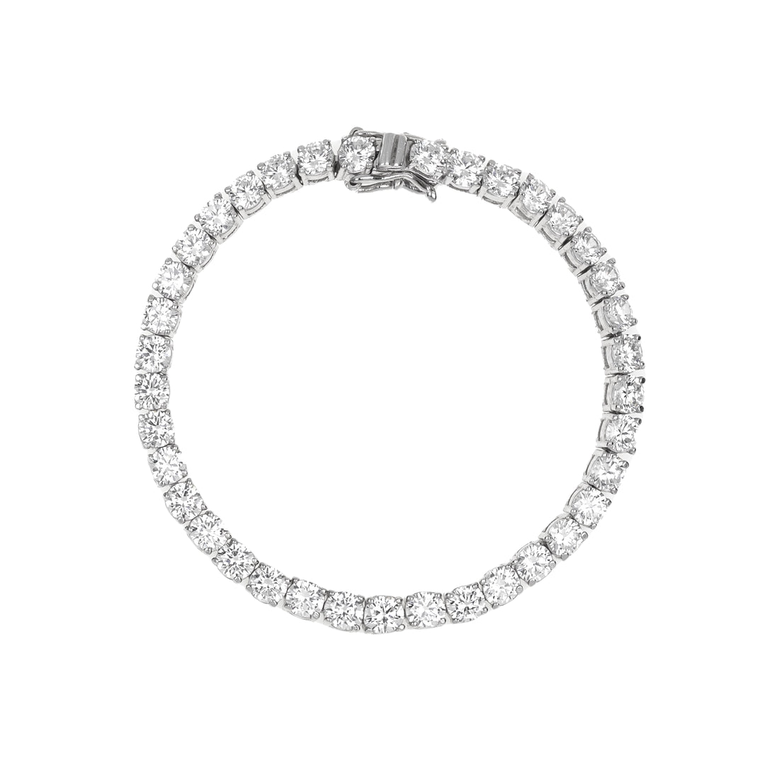 Дамска сребърна тенис гривна с инкрустирани циркони. Размер 16 см.