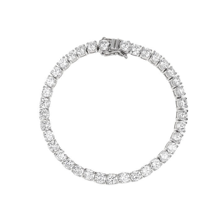 Дамска сребърна тенис гривна с инкрустирани циркони. Размер 16 см.