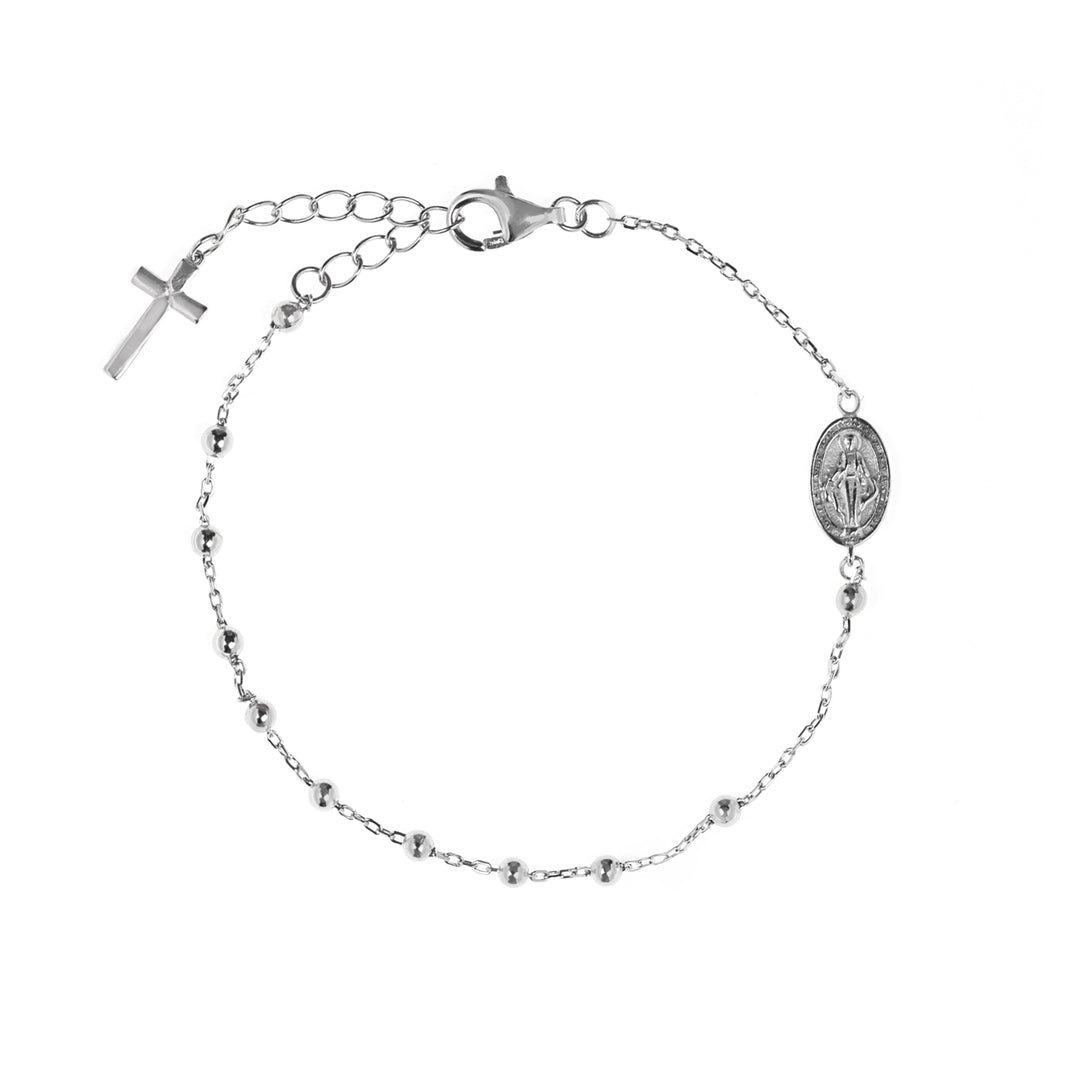 Дамска сребърна гривна с родиево покритие и кръст.