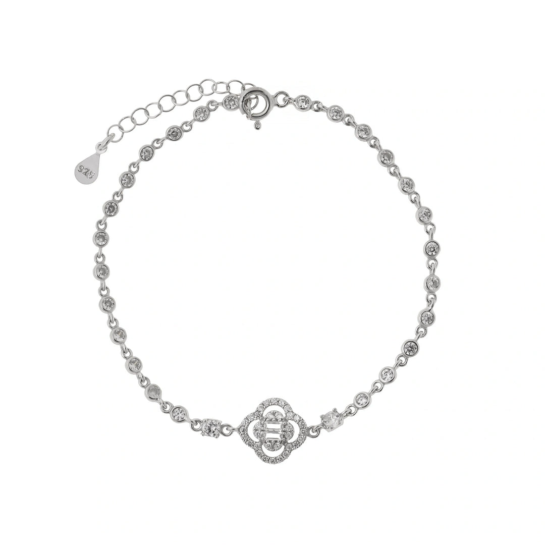 Дамска сребърна гривна с цвете с инкрустирани циркони. RB1181