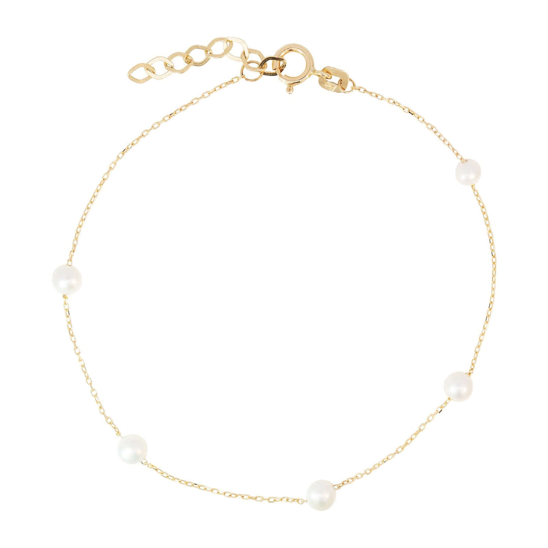 Дамска златна гривна с култивирани перли.