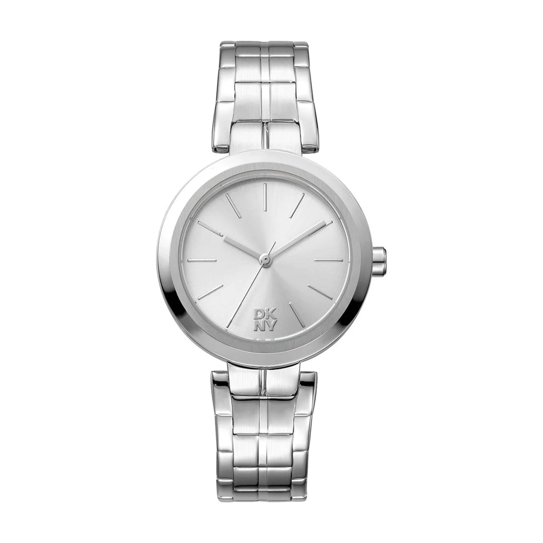 Дамски часовник DKNY Downtown Midi, сребриста стомана и сребрист циферблат 32 мм – часовник DKNY модел DK1L045M0035