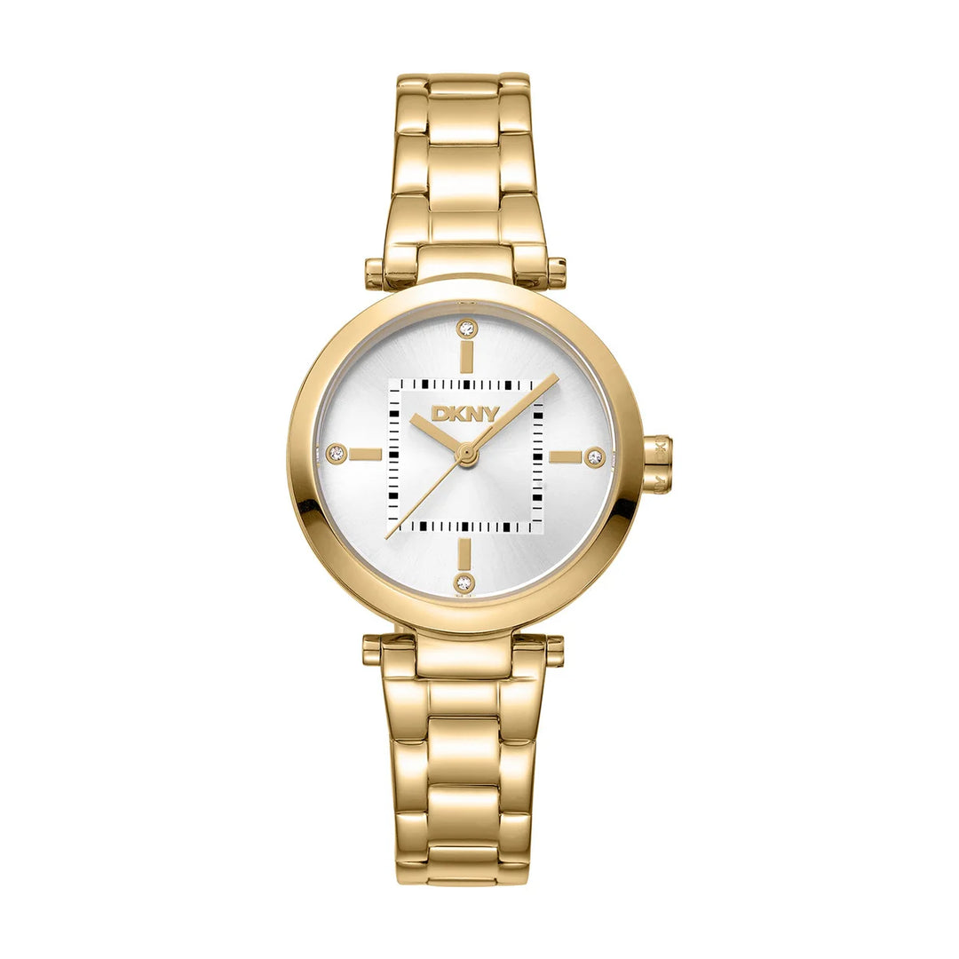 damski-chasovnik-dkny-urban-zlatist-srebrist-tsiferblat-kristali-30mm-model-dk1l092m0065
