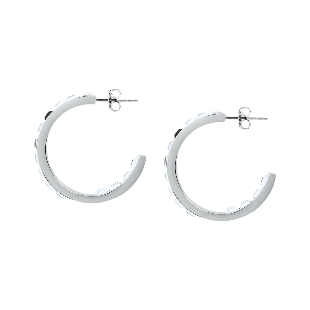 Дамски обеци Karl Lagerfeld Crystals, сребристи халки на винт от неръждаема стомана – модел KLAYC36