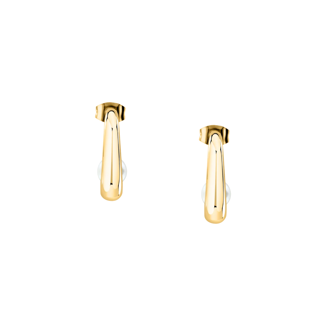 Дамски обеци Karl Lagerfeld Pearl, златисти обеци с перла, страничен изглед – модел KLAYR21