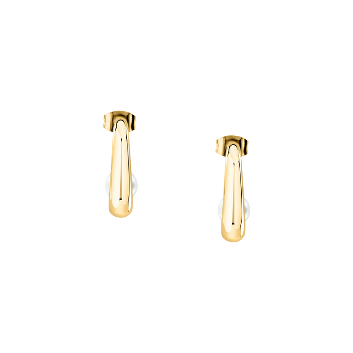 Дамски обеци Karl Lagerfeld Pearl, златисти обеци с перла, страничен изглед – модел KLAYR21