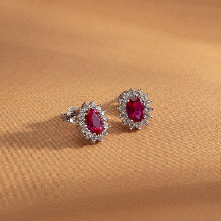 Дамски сребърни обеци Morellato с червени и бели циркони. SAIW287