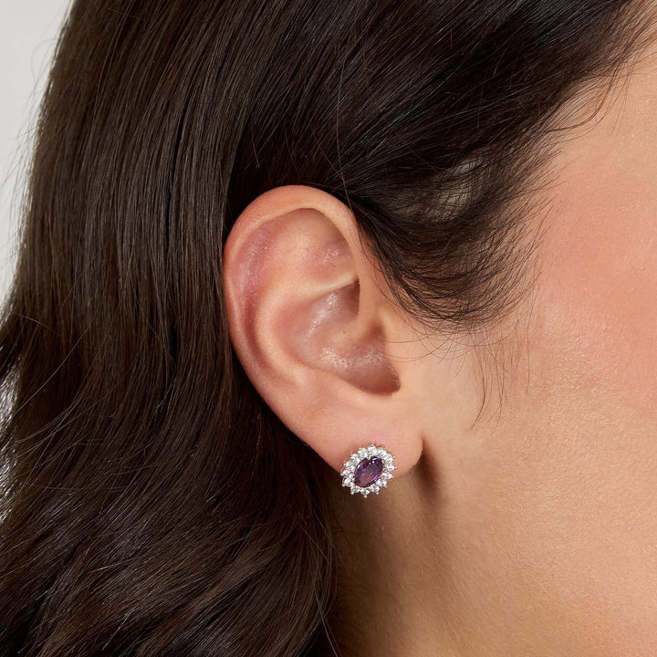 Дамски обеци Morellato Tesori с лилави циркони.