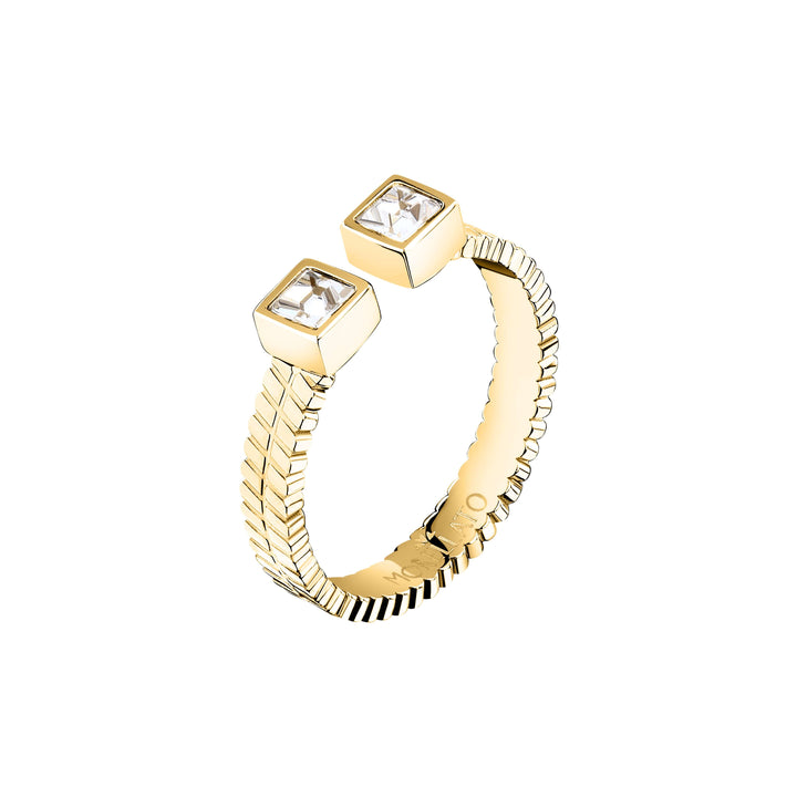 Дамски стилен пръстен Morellato Gioia SAVY40 изработен от стомана със златно PVD покритие.